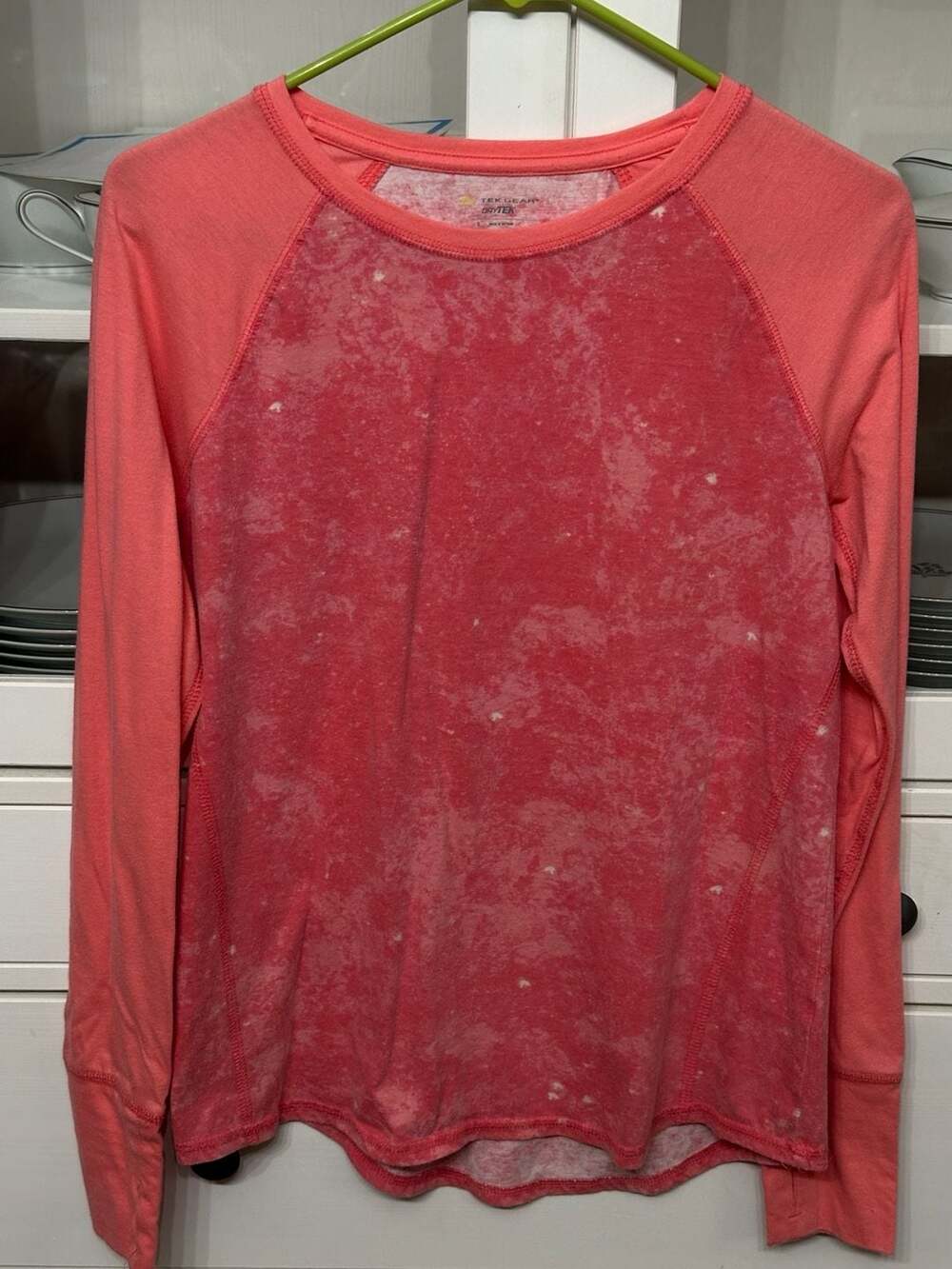 Tek Gear Drytek Women's Long Sleeve Bleach Wash Active Top Pink Size S